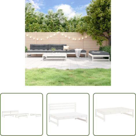 vidaXL Divani da esterno -  Set Salotto da Giardino 5 pz Bianco in Legno Massello di Pino