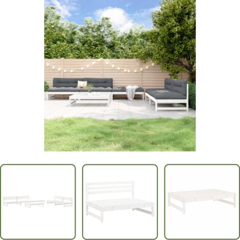 vidaXL Divani da esterno -  Set Salotto da Giardino 6 pz Bianco in Legno Massello di Pino