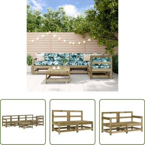 vidaXL Divani da esterno -  Set Salotto da Giardino 6 pz in Legno Impregnato di Pino