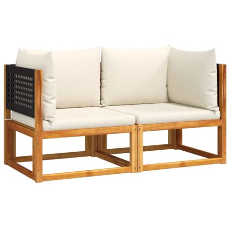 vidaXL Divani da Giardino Angolari con Cuscini 2 pz in Legno di