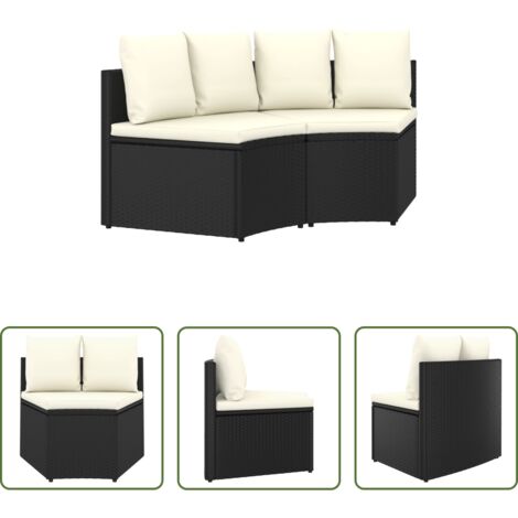 vidaXL Divani in poliester -  Set Divani da Giardino 2 pz con Cuscini in Polyrattan Nero