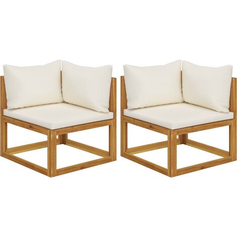 vidaXL Divani Modulari Angolari 2 pz con Cuscino Bianco Crema