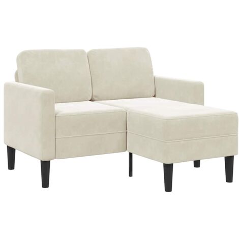 vidaXL Divano 2 Posti con Chaise longue a L Crema 125 cm Velluto