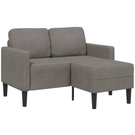 vidaXL Divano 2 Posti con Chaise longue a L Grigio Chiaro 125 cm Lino