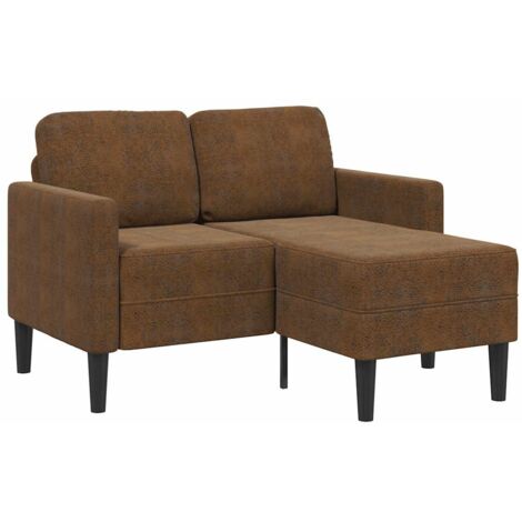vidaXL Divano 2 Posti con Chaise longue a L Marrone 125 cm Similpelle