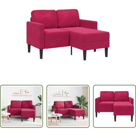 vidaXL Divano 2 posti -  Divano 2 Posti con Chaise longue a L Rosso Vino 125 cm Velluto