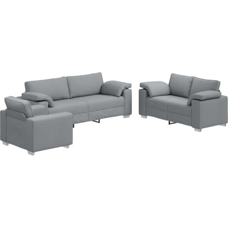 vidaXL Divano 3 pcs Grigio chiaro Tessuto misto lino