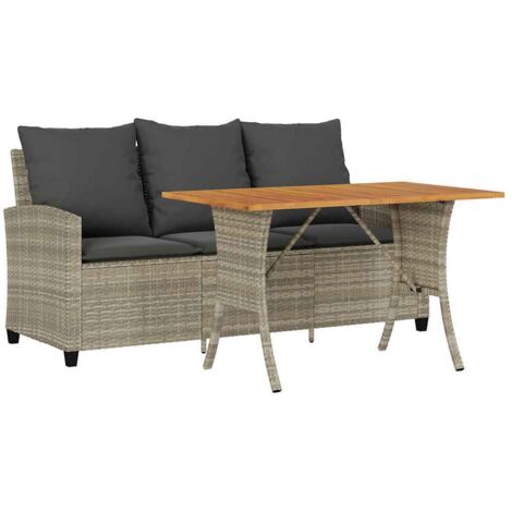 vidaXL Divano 3 Posti con Cuscini e Tavolo Grigio Chiaro Polyrattan
