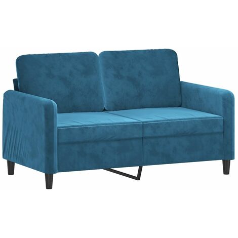 vidaXL Divano a 2 Posti Blu 120 cm in Velluto