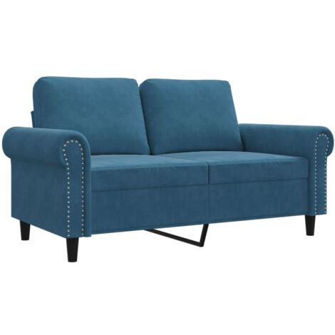 vidaXL Divano a 2 Posti Blu 120 cm in Velluto