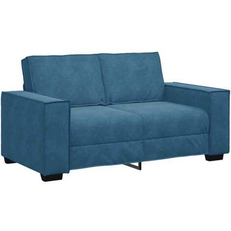 vidaXL Divano a 2 Posti Blu 120 cm in Velluto
