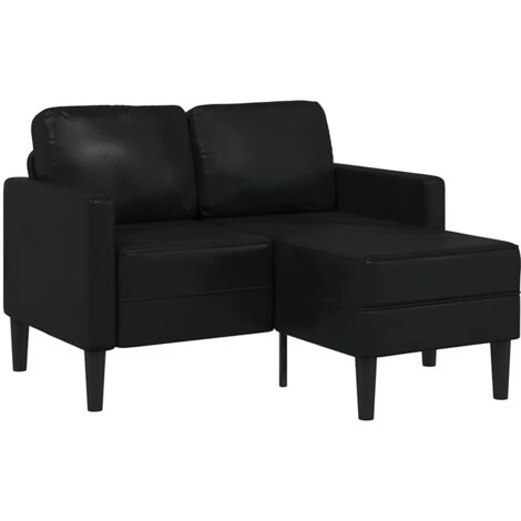 vidaXL Divano a 2 posti con chaise longue a L nero 125 cm in similpelle