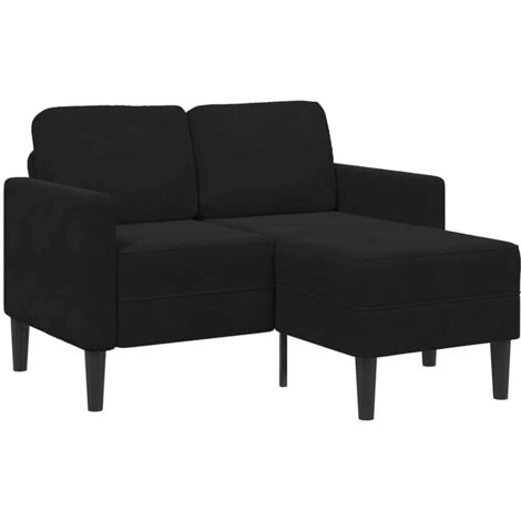 vidaXL Divano a 2 posti con chaise longue a L nero 125 cm in velluto