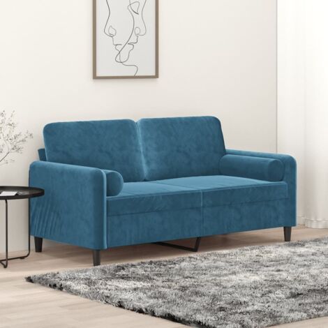 vidaXL Divano a 2 Posti con Cuscini Blu 140 cm in Velluto
