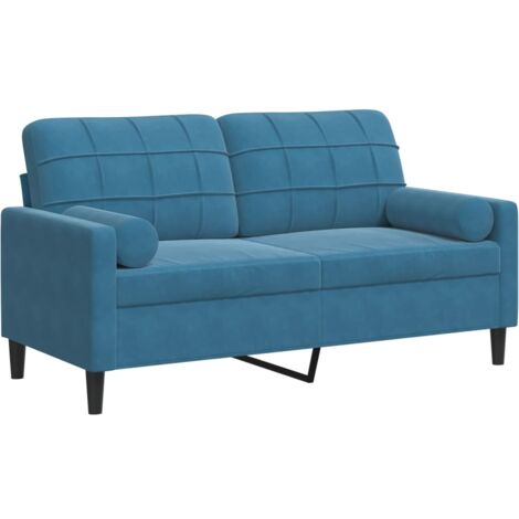 vidaXL Divano a 2 Posti con Cuscini Blu 140 cm in Velluto