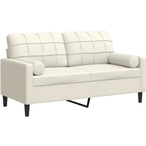 vidaXL Divano a 2 Posti con Cuscini Crema 140 cm in Velluto
