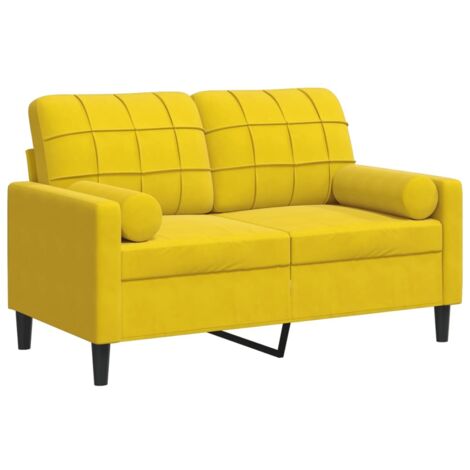 vidaXL Divano a 2 Posti con Cuscini Giallo 120 cm in Velluto