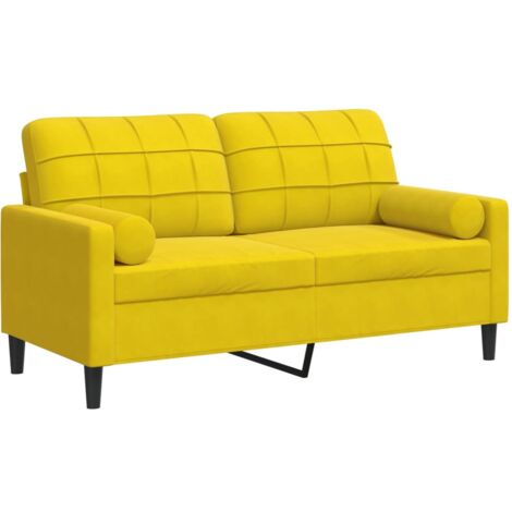 vidaXL Divano a 2 Posti con Cuscini Giallo 140 cm in Velluto