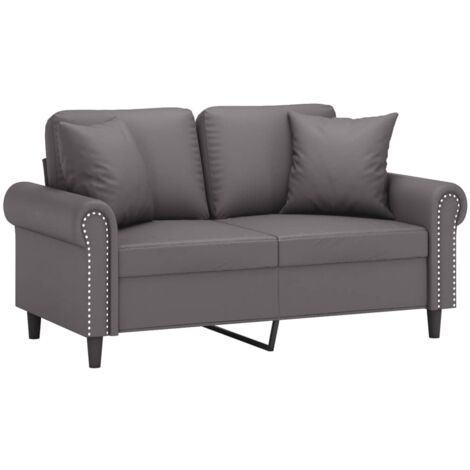 vidaXL Divano a 2 Posti con Cuscini Grigio 120 cm in Similpelle