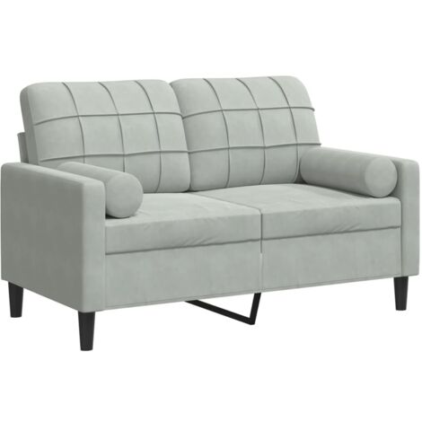 vidaXL Divano a 2 Posti con Cuscini Grigio Chiaro 120 cm in Velluto