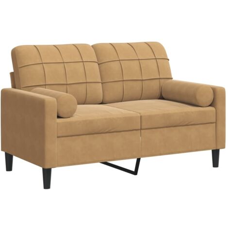 vidaXL Divano a 2 Posti con Cuscini Marrone 120 cm in Velluto