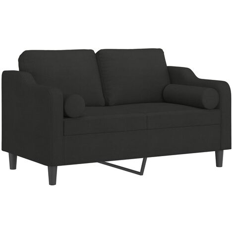 vidaXL Divano a 2 Posti con Cuscini Nero 120 cm in Tessuto