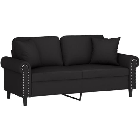 vidaXL Divano a 2 Posti con Cuscini Nero 140 cm in Velluto