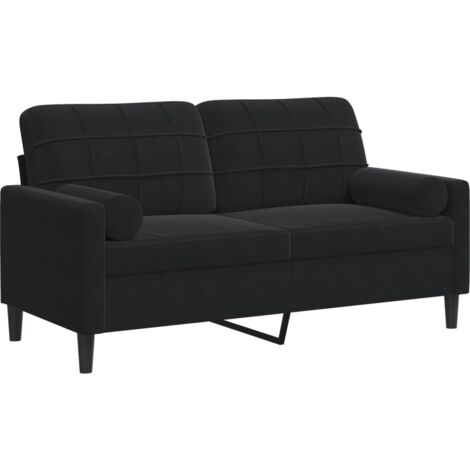 vidaXL Divano a 2 Posti con Cuscini Nero 140 cm in Velluto