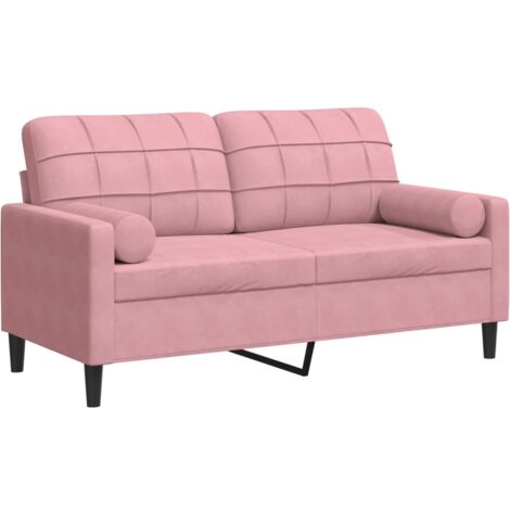 vidaXL Divano a 2 Posti con Cuscini Rosa 140 cm in Velluto
