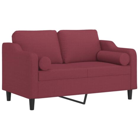vidaXL Divano a 2 Posti con Cuscini Rosso Vino 120 cm in Tessuto