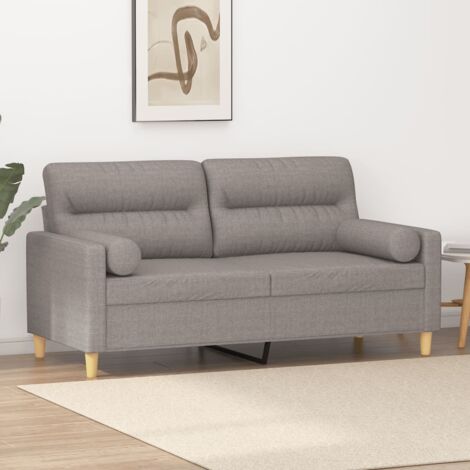 vidaXL Divano a 2 Posti con Cuscini Tortora 140 cm in Tessuto