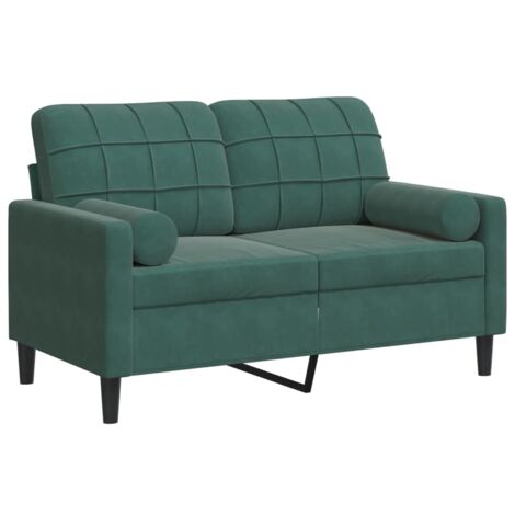 vidaXL Divano a 2 Posti con Cuscini Verde Scuro 120 cm in Velluto