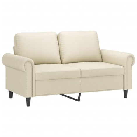 vidaXL Divano a 2 Posti Crema 120 cm in Similpelle