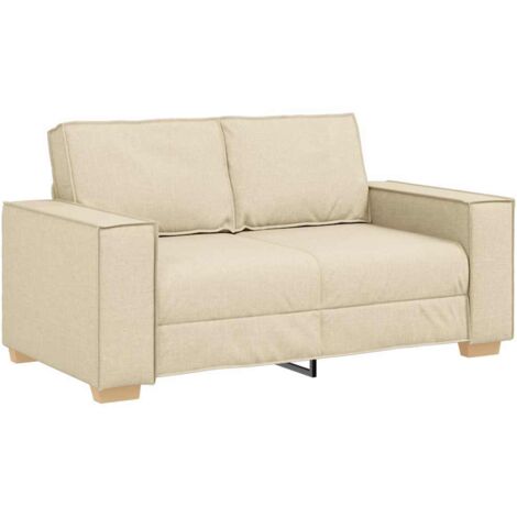 vidaXL Divano a 2 posti Crema 120 cm Tessuto
