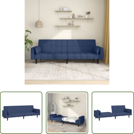 vidaXL Divano a 2 posti -  Divano Letto a 2 Posti con 2 Cuscini Blu in Tessuto