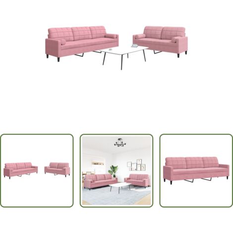 vidaXL Divano a 2 posti -  Set di Divani 2 pz con Cuscini e Rinforzi rosa in Velluto