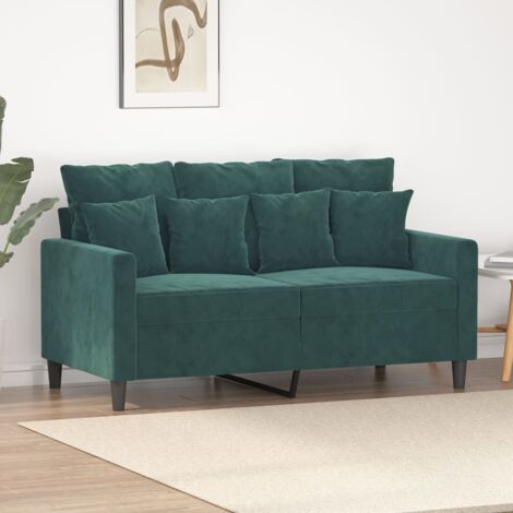 vidaXL Divano a 2 Posti Verde Scuro 120 cm in Velluto