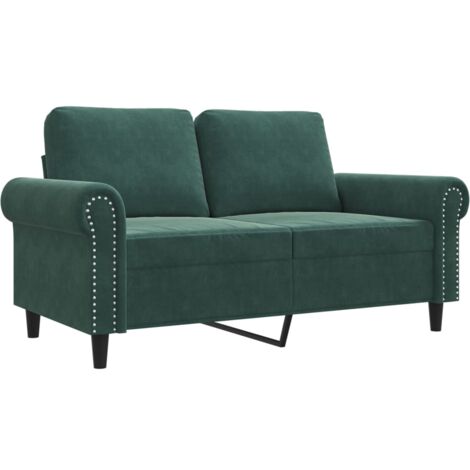 vidaXL Divano a 2 Posti Verde Scuro 120 cm in Velluto
