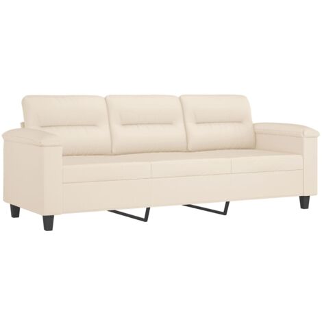 vidaXL Divano a 3 Posti Beige 180 cm in Tessuto Microfibra