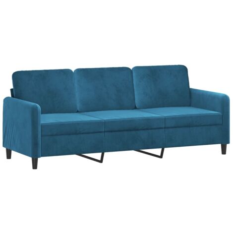 vidaXL Divano a 3 Posti Blu 180 cm in Velluto