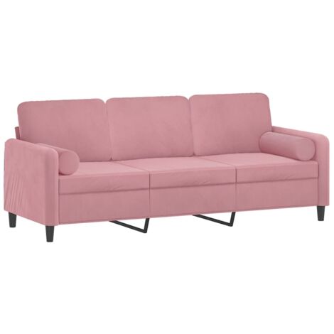 vidaXL Divano a 3 Posti con Cuscini Rosa 180 cm in Velluto