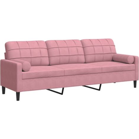 vidaXL Divano a 3 Posti con Cuscini Rosa 210 cm in Velluto