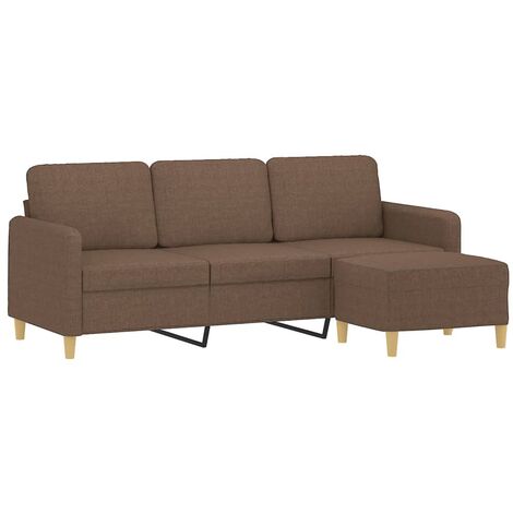 vidaXL Divano a 3 Posti con Poggiapiedi Marrone 180 cm in Tessuto
