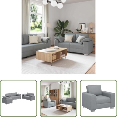 vidaXL Divano a 3 posti -  Divano 3 pcs Grigio chiaro 219 x 80 x 82 cm Tessuto misto lino