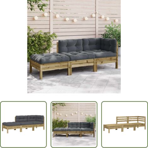 vidaXL Divano a 3 posti -  Divano da Giardino con Cuscini e Poggiapiedi 3 Posti
