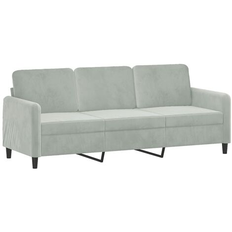 vidaXL Divano a 3 Posti Grigio Chiaro 180 cm in Velluto