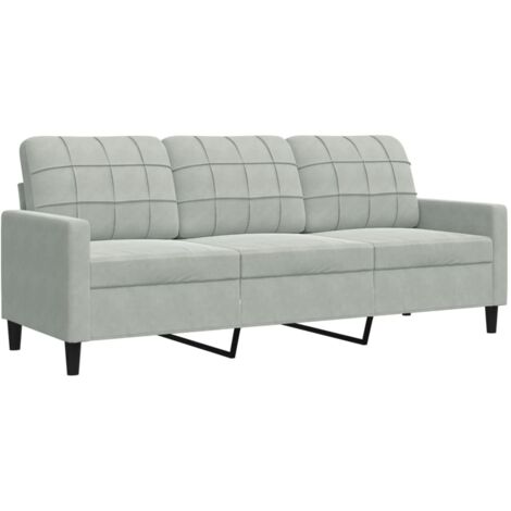 vidaXL Divano a 3 Posti Grigio Chiaro 180 cm in Velluto