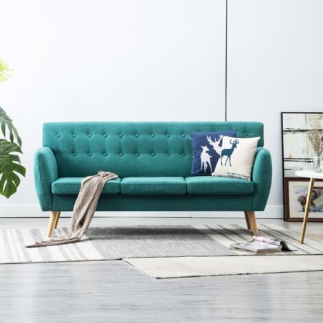vidaXL Divano a 3 Posti Rivestito in Tessuto 172x70x82 cm Verde