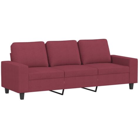 vidaXL Divano a 3 Posti Rosso Vino 180 cm in Tessuto