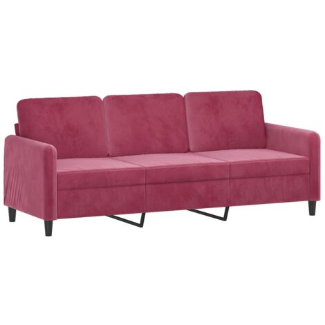 vidaXL Divano a 3 Posti Rosso Vino 180 cm in Velluto